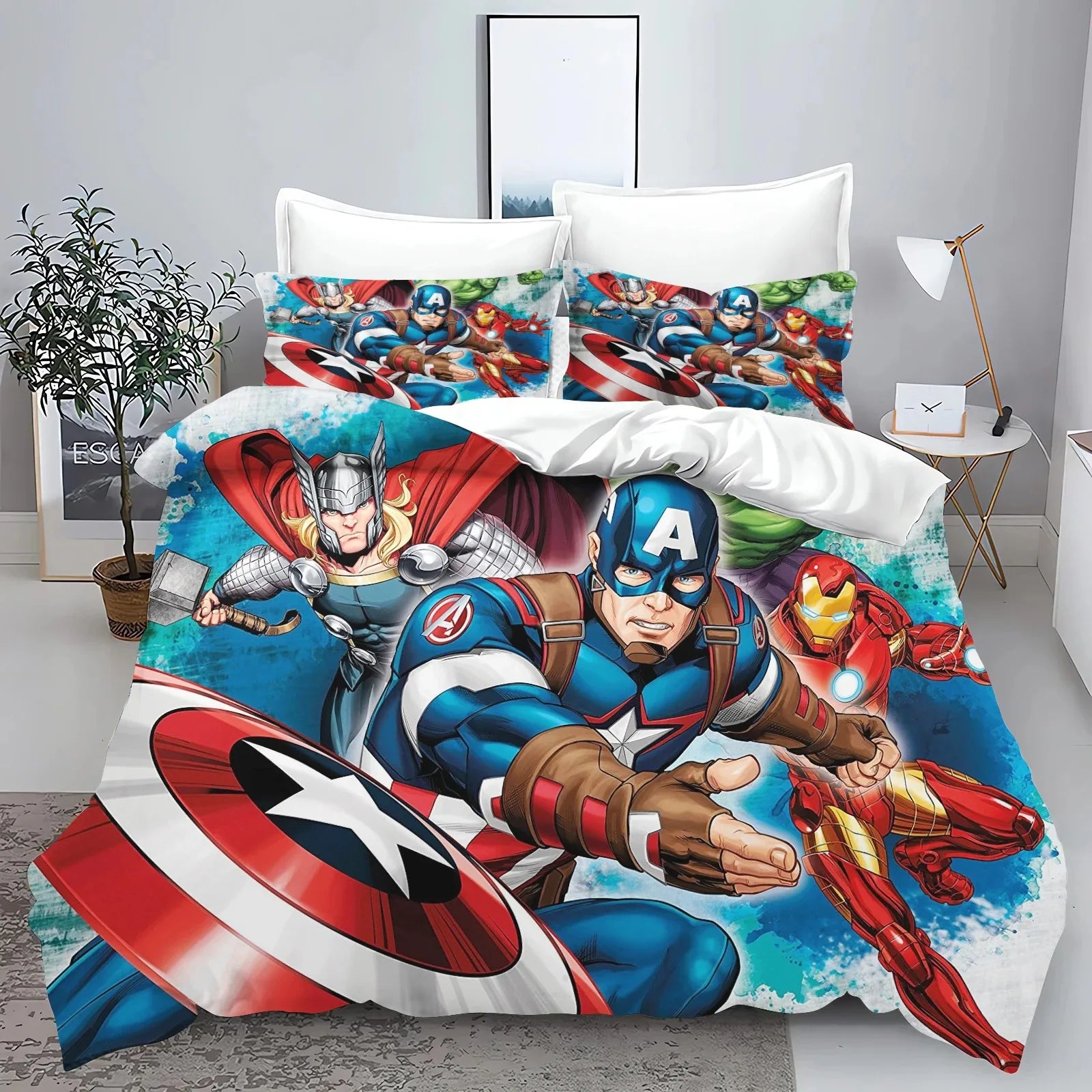 Housse de Couette Avengers - Captain America Thor et Iron Man