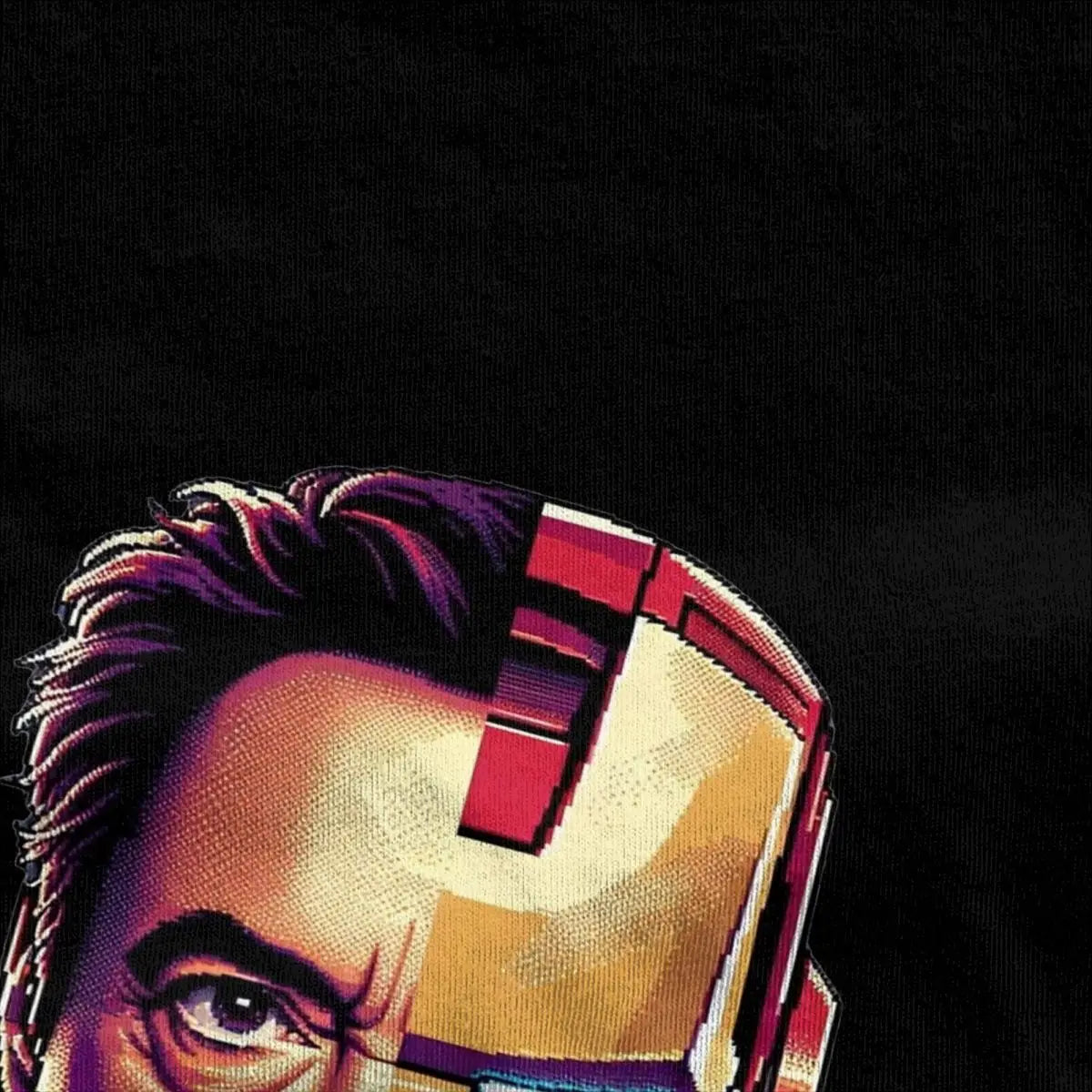 T-Shirt Iron Man - Moitié Casque Moitié Visage de Tony Stark