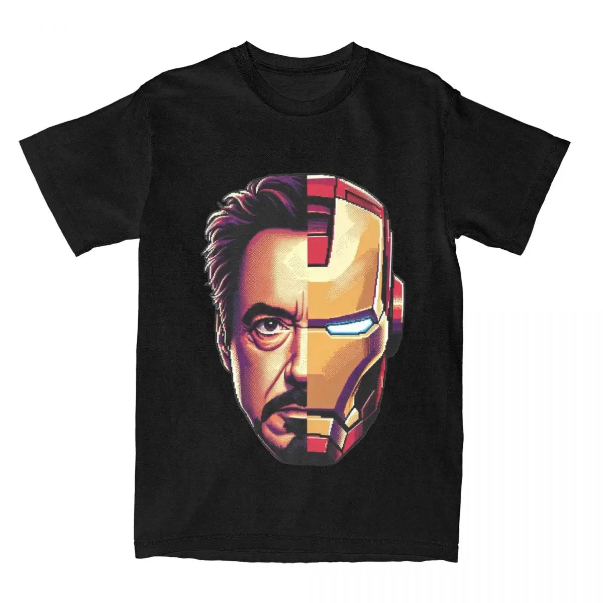 T-Shirt Iron Man - Moitié Casque Moitié Visage de Tony Stark